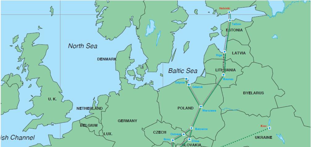1. Baltic Adriatic Corridor Helsinki Tallinn Riga Kaunas Warszawa Katowice Gdynia Katowice Ostrava Brno Wien