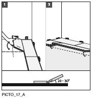 Posizionare il blocco di battuta Uniclic sul lato corto della giunzione tra i pannelli e dare con cautela qualche colpo finché i pannelli sono perfettamente allineati.
