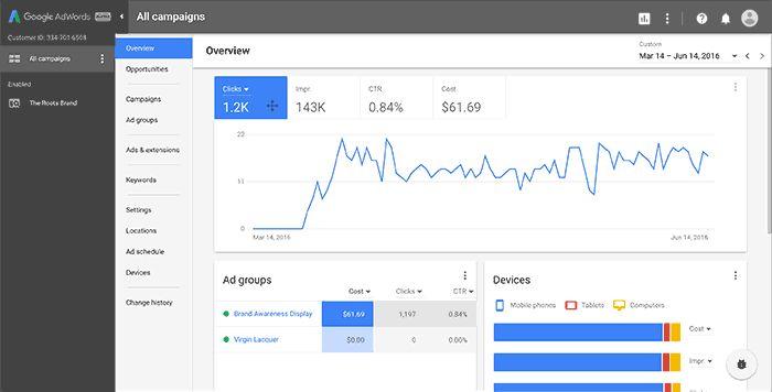 Presentazione della nuova esperienza AdWords La nuova esperienza AdWords è un'interfaccia rapida, moderna e visiva più facile da utilizzare e maggiormente incentrata sull'attività Crea e migliora le