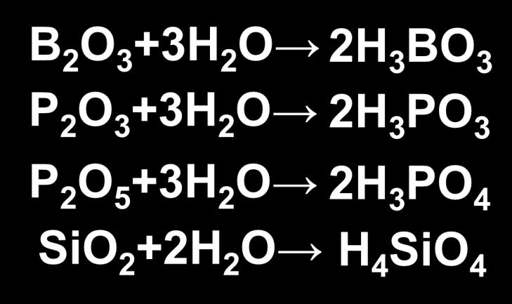 12.6 ALCUNE ECCEZIONI Tutte le formule degli ossiacidi sono state ottenute facendo reagire la relativa anidride con una molecola di acqua.