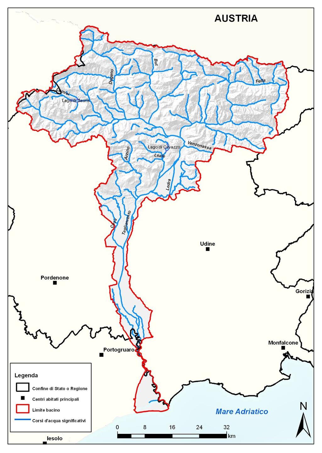 Figura 1.1: bacino del fiume Tagliamento.