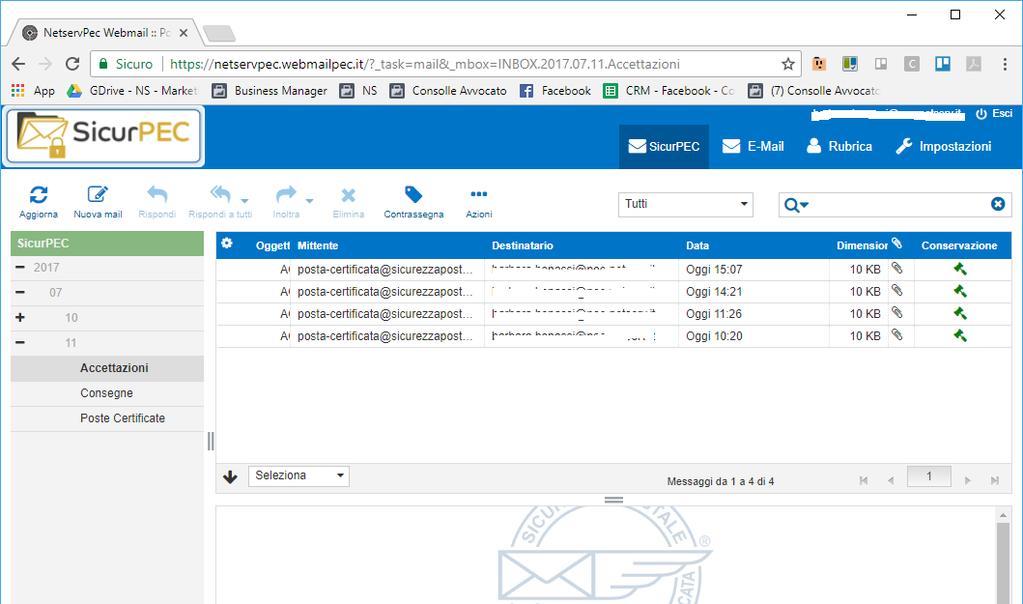 Page 16 of 21 Figura 14 SicurPEC 6 CONFIGURAZIONE DI SICURPEC SUL CLIENT DI POSTA È possibile consultare SicurPEC anche dal proprio client di Posta Elettronica dopo aver effettuato una semplice