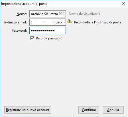 Page 20 of 21 Figura 19 - Impostazione account di posta Digitare la password della propria PEC alla voce Password.