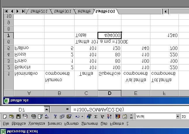 Completare con le sommatorie e le moltiplicazioni necessarie.