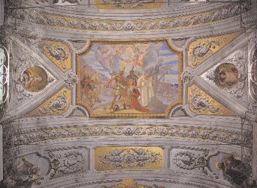 Fig. 10 Giovanni Battista Ghigliotti, particolare della decorazione ad affresco raffigurante il Martirio di San Maurizio. tare della Madonna di Lourdes, benedetti il 22 dicembre 1889 67.