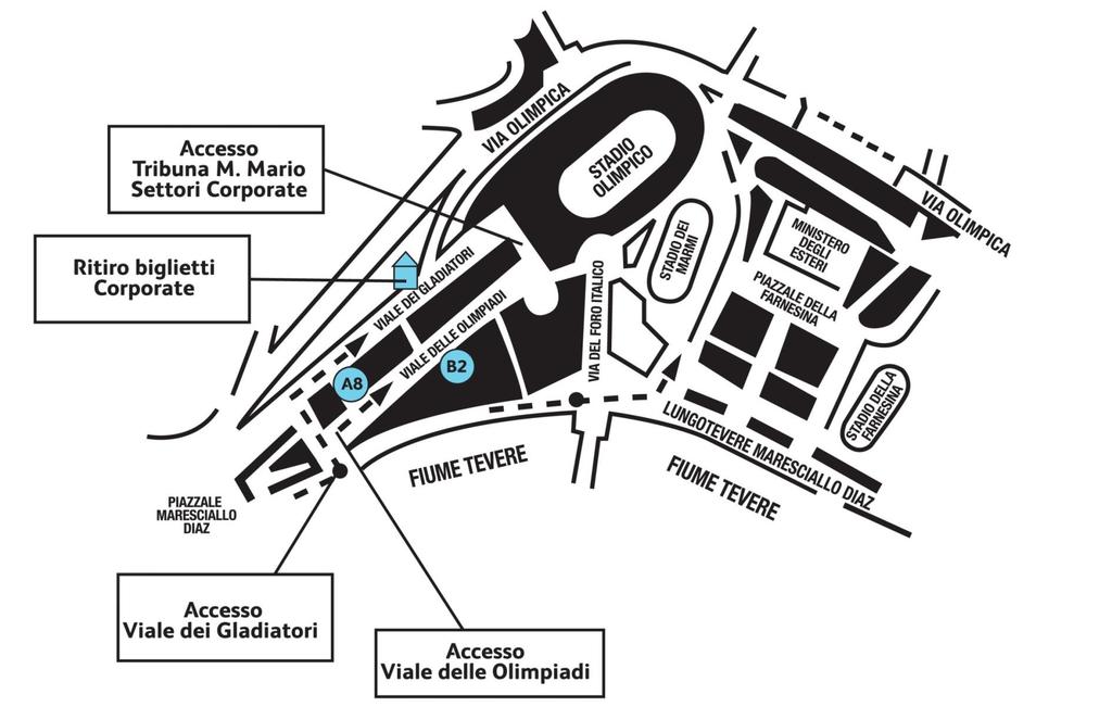 PIANTA PARCHEGGI CORPORATE SS LAZIO ACCESSO TRIBUNA M.