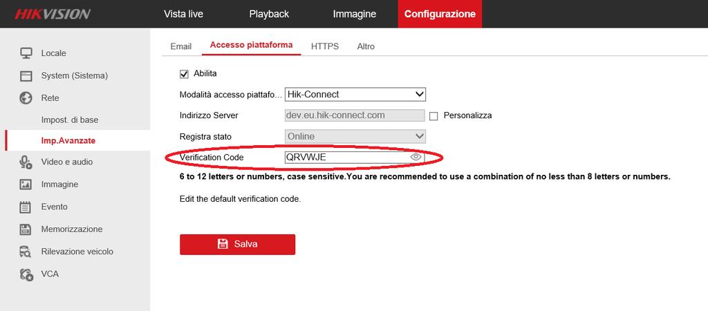 Sia dal menu locale del dispositivo, accedendo a Configurazione>Rete>Accesso