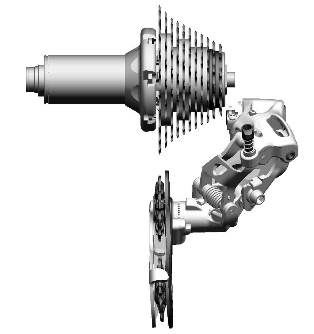 Con la catena posizionata sull ingranaggio più piccolo, regolate la vite (H Fig. 12) fino a posizionare il bilanciere come in Fig. 13.