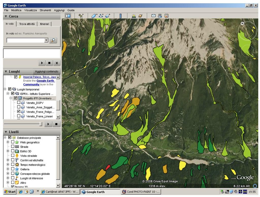 Funzione Google Earth La funzione consente di visualizzare