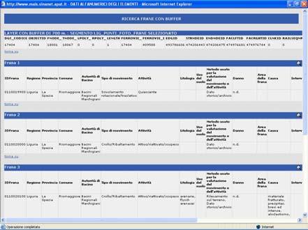 intersezione/vicinanza dei fenomeni franosi