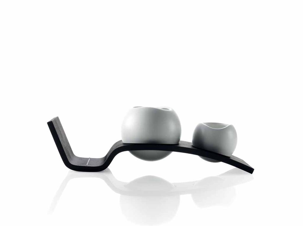 AWAY Design Luca Artioli & Marco Pulga A09 00 M Desk set Dark brown wood / white stoneware 15 ¾