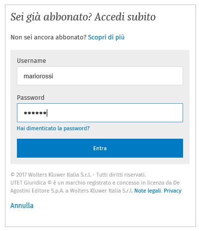 com, cliccare sul pulsante Accedi inserire username e