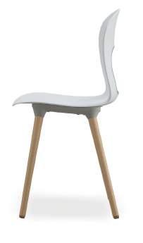 Chair with 4 beech legs and seat in multicolor technopolymer.