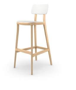 Fixed stool with wooden structure and