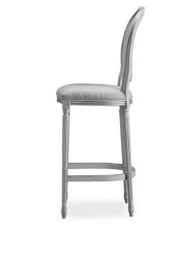 Fixed stool with wooden structure, upholstered seat and fabric cover,