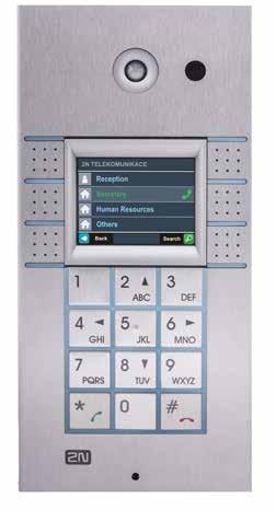 2N Helios IP Vario Display grafico con elenco dei contatti e possibilità di visualizzazione del logo della società Facile integrazione con i sistemi con telecamera IP e i sistemi di accesso