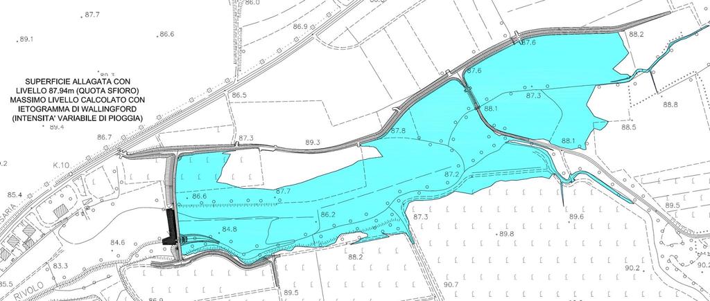 Il bacino di laminazione delle piene del rio Rivolo Introduzione 1 Dal punto di vista idraulico: Volume invasabile: 81.600 m 3 (fino a max 93.