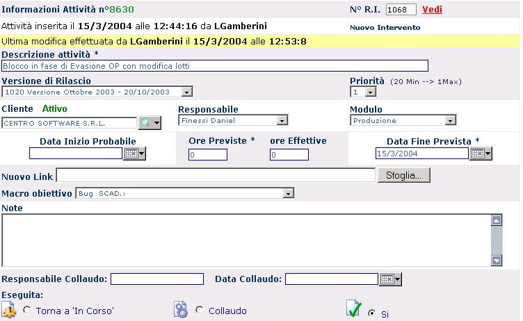 R.I. BUG TERMINE A correzzione avvenuta, il