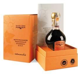 Some drops on Parmesan cheese flakes, high quality meat, strawberries, ice-cream. Bottle with case and Recipe book 100 ml 7 ATG - AFFINATO ACETO BALSAMICO TRADIZIONALE DI MODENA D.O.P. EXTRA VECCHIO Castagno, ciliegio, gelso, ginepro, rovere.