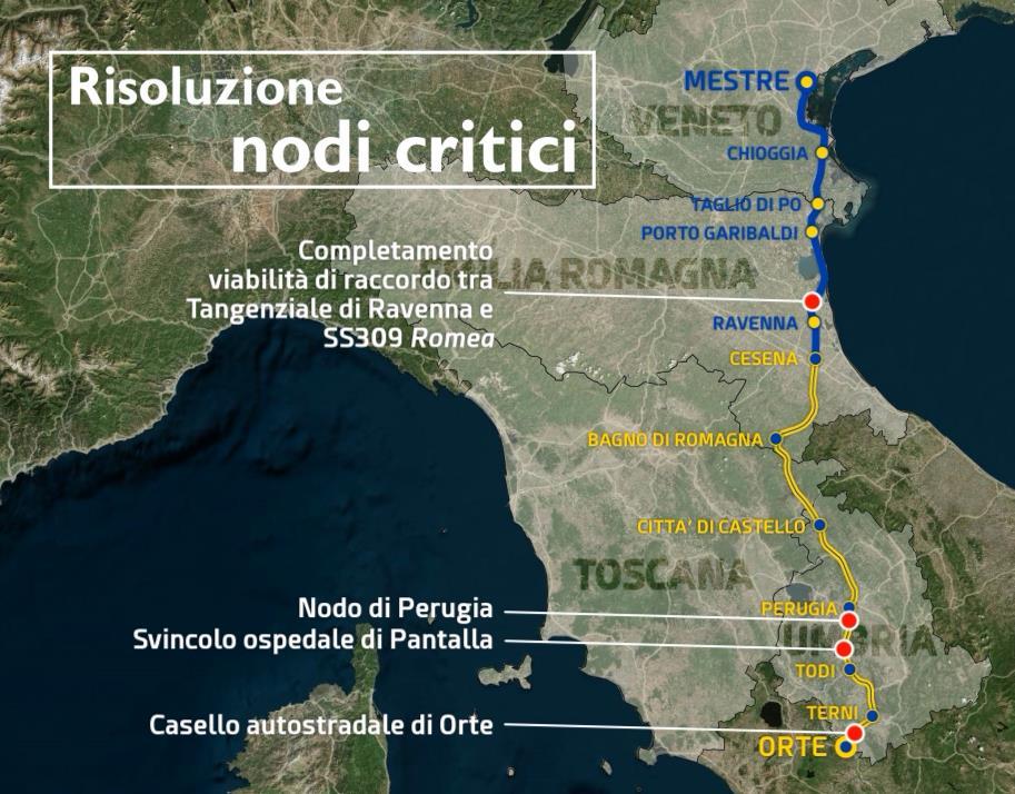 Il processo di definizione dell intervento - 4 Completamento della viabilità di raccordo tra Tangenziale di Ravenna e SS309 Nodo di Perugia, per la parte utile a ridurre la soggezione dell itinerario
