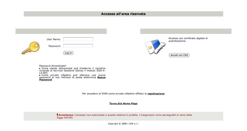 Inserite la User Name (il Codice Fiscale con cui vi siete registrati) e la password personale da utilizzare solo al primo accesso ricevuta via email (vi verrà chiesto di cambiarla con una a vostra