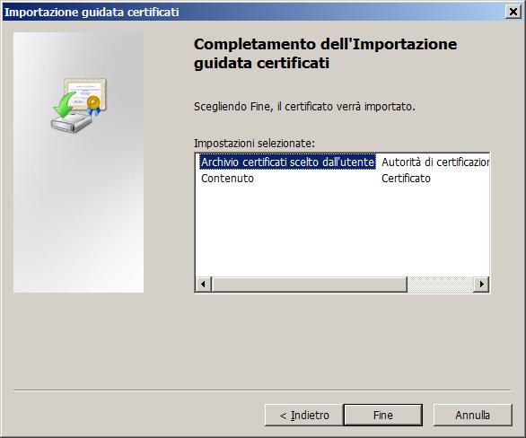 Posizionarsi sulla cartella AUTORITA DI CERTIFICAZIONE RADICE ATTENDIBILI