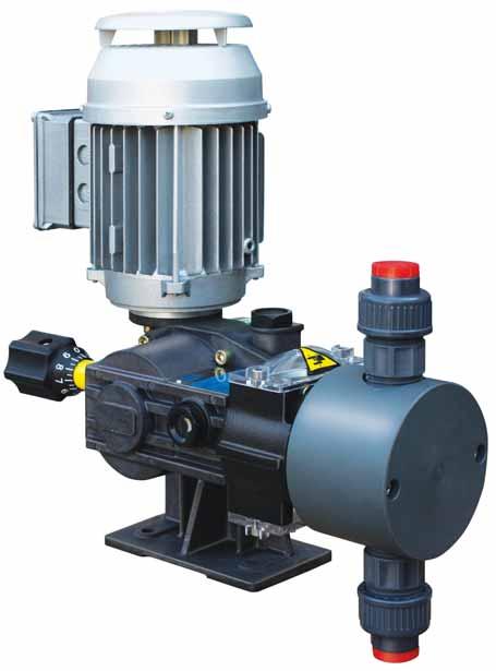 RBA Plunger metering pums Pompe dosatrice a pistone RBA series spring return plunger metering pump with sturdy and compact design. Plunger lip seals, 300 l/h max flow rate.