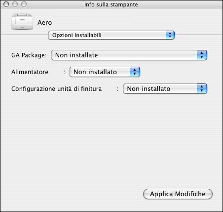 CONFIGURAZIONE DELLA STAMPA SU MAC OS X 13 PER CONFIGURARE LE OPZIONI INSTALLABILI 1 Selezionare Utility dal menu Vai e avviare Utility di configurazione stampante (o Centro Stampa).