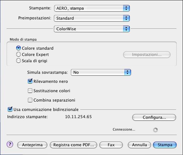 STAMPA DA COMPUTER MAC OS X 17 14 Specificare le opzioni di stampa relative al colore per il lavoro.