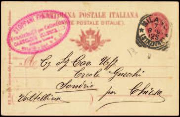 Cartoline di Pubblicità 712 1889 - Umberto, 20 cent giallo perforato CC, annullato numerale a sbarre 39 su cartolina di pubblicità da FIRENZE * FERROVIA * 23 10 89 per Bologna.