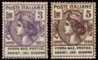 Enti Parastatali 717 1924 - Assoc. Naz. Mutil. Inv. Guerra - Roma: 5L bruno scuro. CF Bottacchi (Sassone 12-5.000) 1.