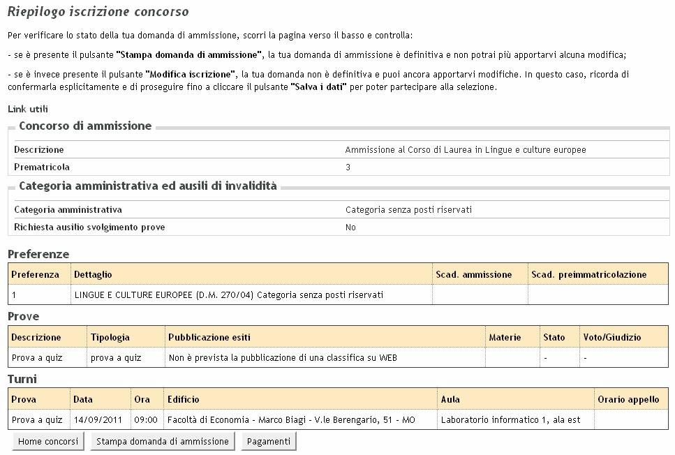 FINCHÈ LA DOMANDA NON È STATA CONFERMATA ESPLICITAMENTE E SALVATA, LA PROCEDURA DI COMPILAZIONE PUÒ ESSERE INTERROTTA E RIPRESA DA DOVE È STATA INTERROTTA (SI VEDA IL PARAGRAFO 2.4). 3.