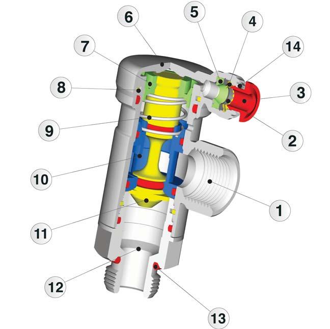 Scheda Materiali / Specifications 1 Corpo in Ottone Nichelato 1 Nickel plated brass ody 2 nello di sicurezza in tecnopolimero 2 Tecnopolymeric Safety ring 3 Spintore sgancio tubo in Resina cetalica 3