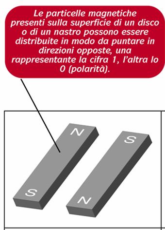 La Memoria Magnetica Una particella magnetica ha due poli, uno negativo e uno positivo. Due particelle magnetiche si attraggono o si respingono se i poli accostati sono di segno opposto o uguale.