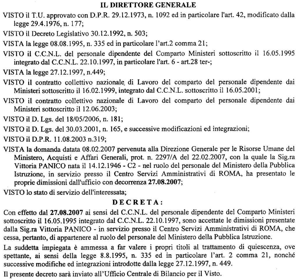 (D.D. 9 marzo 2007 - Visto e registrato all'ufficio centrale del