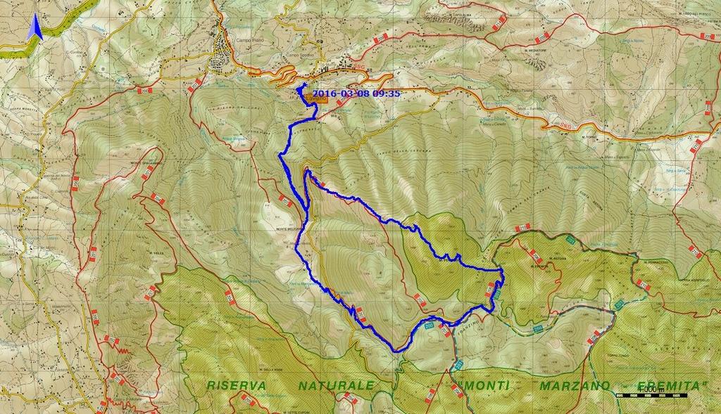 CLUB ALPINO ITALIANO 8 Maggio 2016 - Escursione A del Trentennale (Monti Eremita Marzano) Percorso: Ponte tibetano di Laviano sentiero 208 M. Pennone Vado della Papera - Franzino --- Dislivello: m.