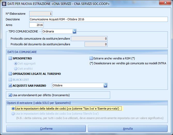 Estrazione Dati 2 Contabilità 3 Elaborazioni di Fine esercizio D Telematico Op. rilevanti Iva Cliccare Nuovo Descrizione: La compilazione del campo è facoltativa.