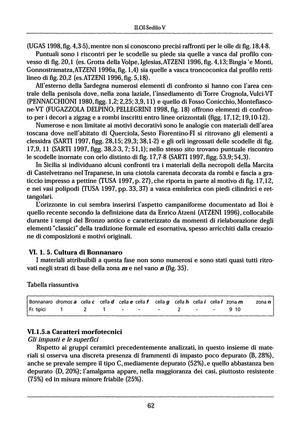 ILOI-Sedilo V (UGAS 1998,fig.4,3-5),mentre non si conoscono precisi raffronti per le olle di fig. 18,4-8.