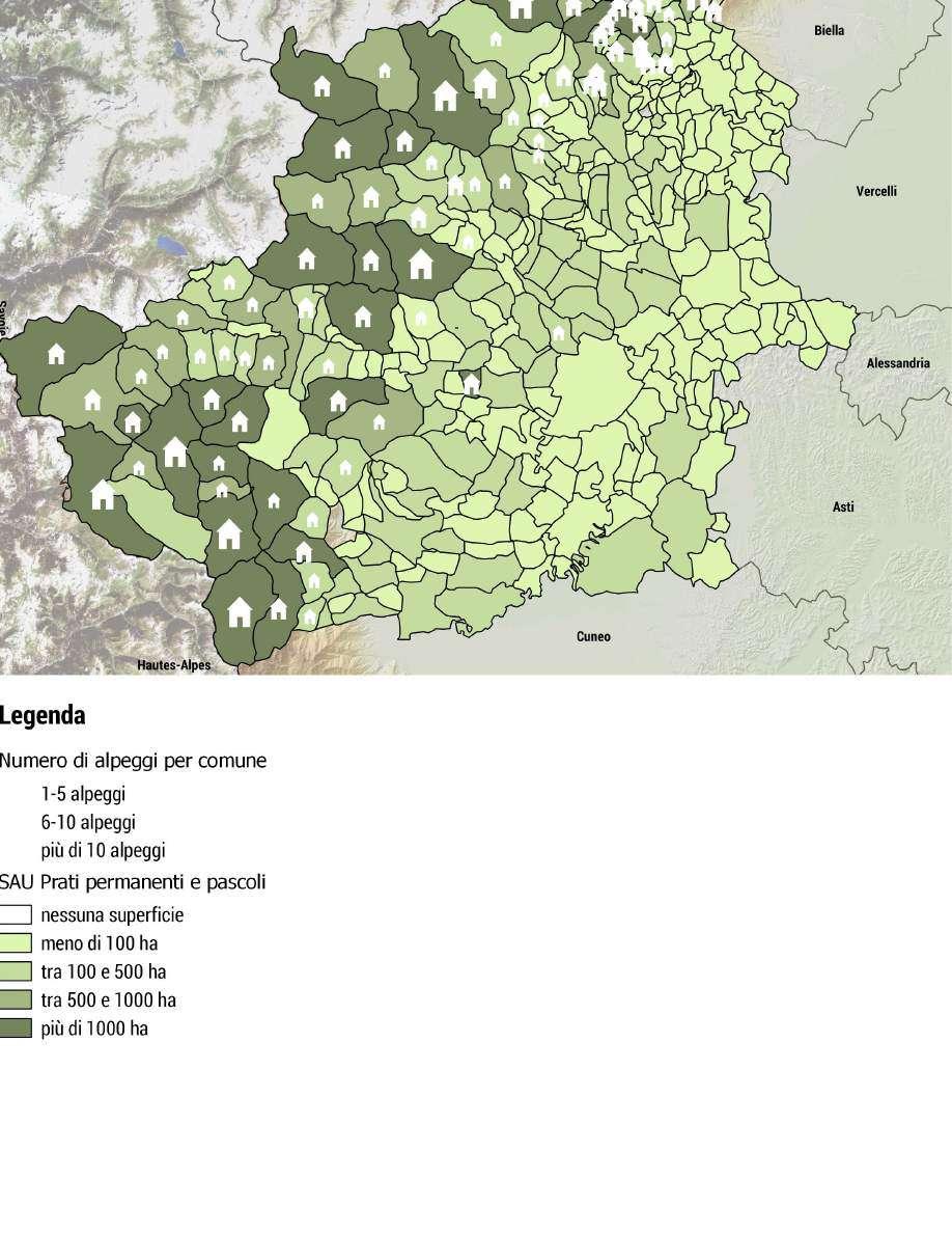 Turin Food System Distribuzione della SAU dedicata a prati permanenti e pascoli Fonte: dati