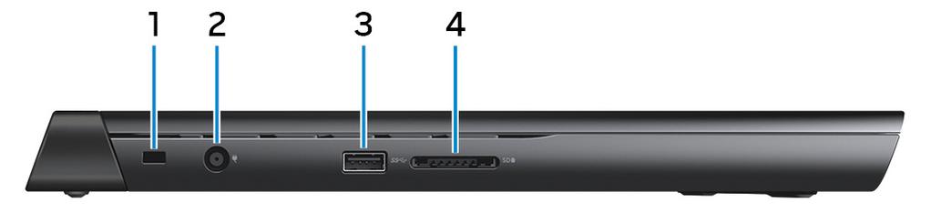 Sinistra 1 Slot per cavo di sicurezza Collegare un cavo di sicurezza per evitare movimenti non autorizzati del computer.