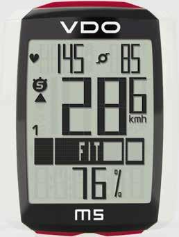 Temperatura attuale Distanza complessiva Bici 1 /Bici 2/totale complessivo Bici 1 /Bici 2/totale Confronto della velocità attuale con quella media Radio digitale a 3 canali Per l M5 sono disponibili