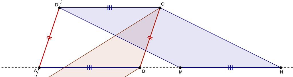 B. In un parallelogramma ABCD, sul prolungamento del lato AD scegli un segmento PQ congruente ad AD e sul prolungamento del lato AB segna un segmento MN congruente ad AB.