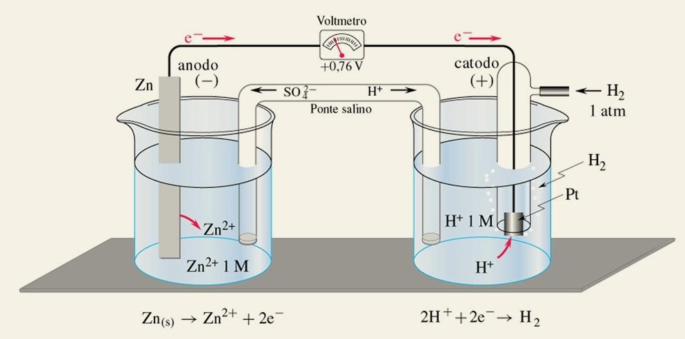 anodo catodo Zn Zn 2+ H + H 2 (Pt) f.e.m.
