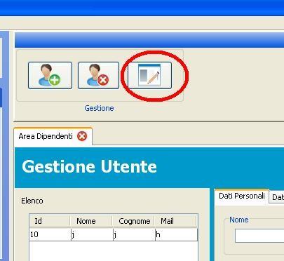 Selezionato il Responsabile desiderato, clicchiamo sull'apposita icona per la modificadei dati : Dopo aver cliccato sull'icona