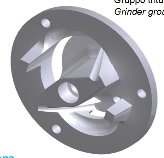 COSTRUZIONE - Materials Fusioni: Ghisa G Principal parts: Cast iron G Girante: Ghisa G Impeller: Cast iron G Albero: Acciaio Inox AISI 4 Shaft: Stainless steel AISI 4 Viteria: Acciaio Inox AISI 4