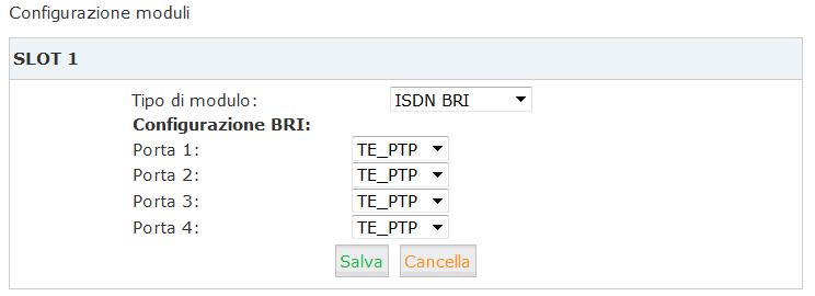 3.1.3 Modulo ISDN BRI Impostare la configurazione del modulo