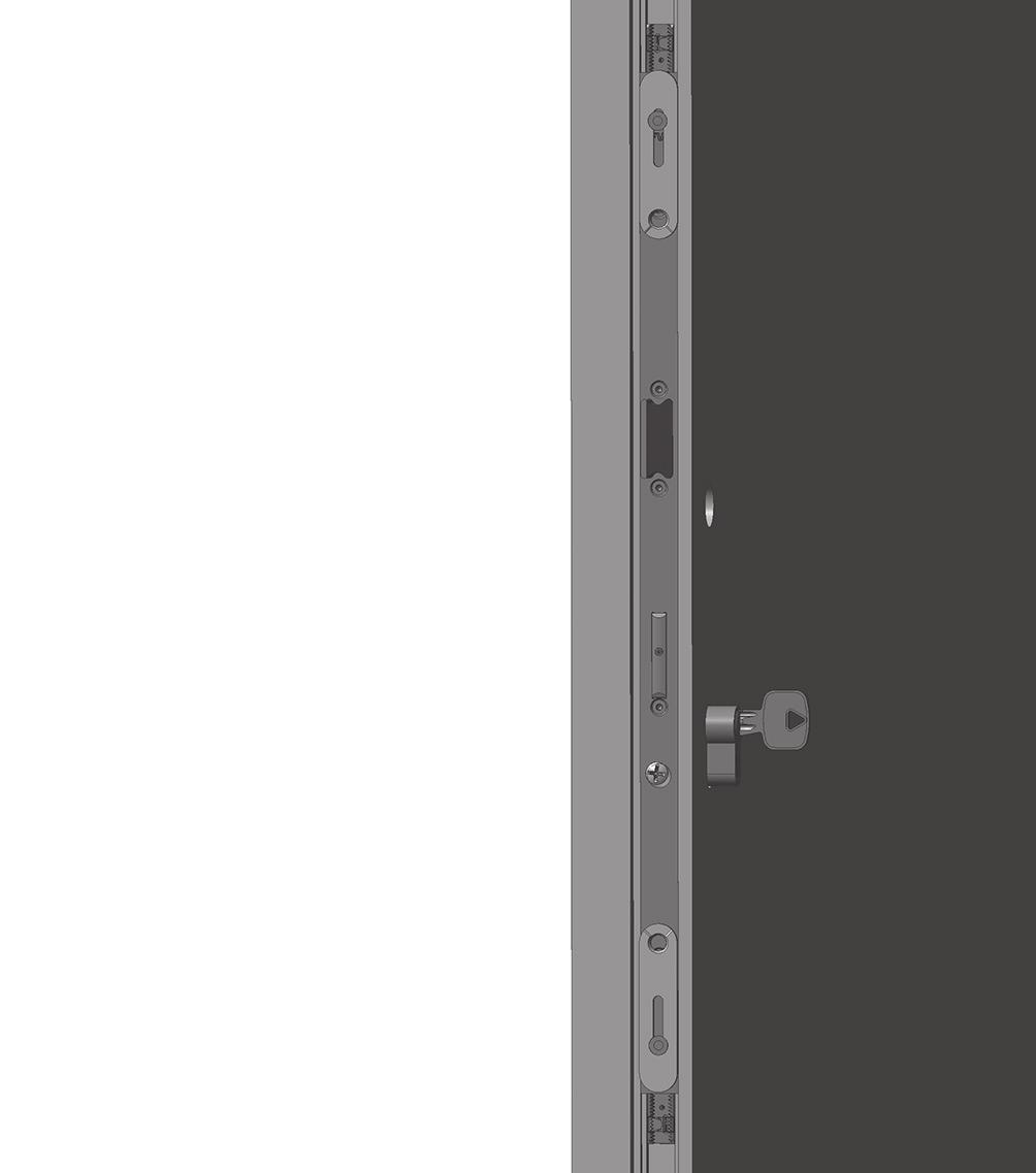 4.6.3 Montaggio della serratura centrale Verificare lo spessore del quadro maniglia (8 mm oppure 10 mm).