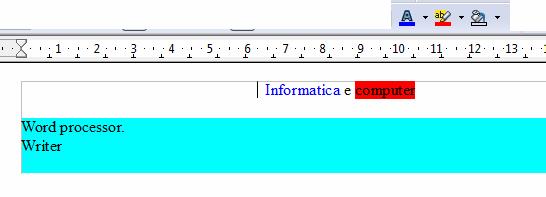 intero paragrafo (riempimento); premere le piccole freccette nere a lato dei bottoni per vedere le