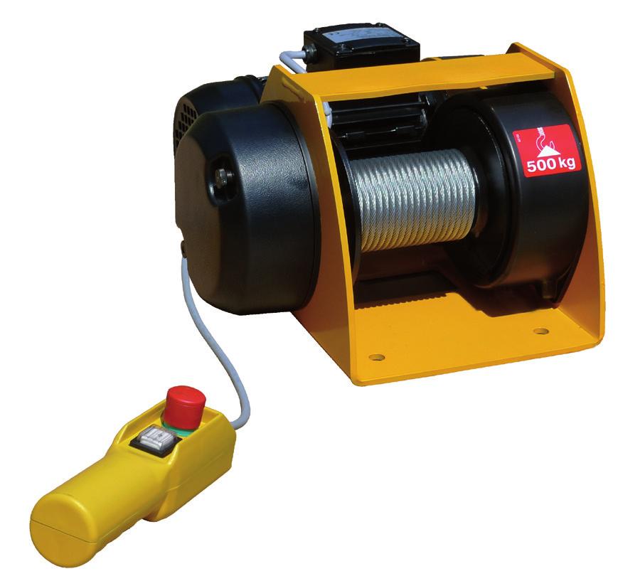 Argani elettrici a TIPO MOTORBOX portate da 150 a 500 Kg per sollevamento e trazione MOTORBOX TYPE capacity from 150 up to 500 Kg CARATTERISTICHE SPECIFICATION MOTORBOX is an electric winch designed