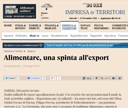 Supporto all export Supportare l OSA attraverso attività sperimentali finalizzate all export su nuovi mercati comunitari ed extracomunitari (USA,